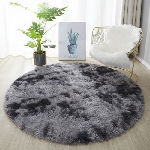 Tapis de Salon | Shaggy Uni Moderne Scandinave - Tapinna® Gris / Rond / Diamètre 60cm