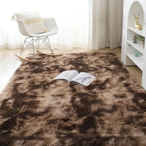 Tapis de Salon | Shaggy Uni Moderne Scandinave - Tapinna® Marron / Rectangulaire / 50x80cm (19x31 Pouces)