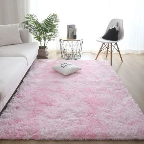Tapis de Salon | Shaggy Uni Moderne Scandinave - Tapinna® Rose / Rectangulaire / 50x80cm (19x31 Pouces)