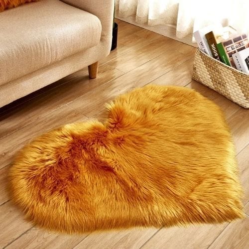 Tapis de Salon | Shaggy Uni Poil Long Forme Cœur - Tapinna® Jaune / Cœur / 30x40cm