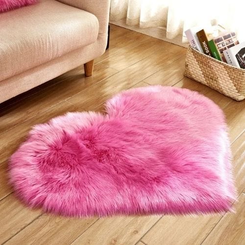 Tapis de Salon | Shaggy Uni Poil Long Forme Cœur - Tapinna® Rose / Cœur / 30x40cm