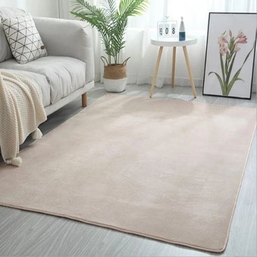 Tapis de Salon | Uni Moderne Poil Ras - Tapinna® Beige / Rectangulaire / 40x60cm (15.7x23.6 Pouces)