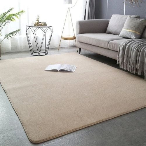 Tapis de Salon | Uni Moderne Tressé Poil Ras - Tapinna® Beige / Rectangulaire / 40x60cm (15x23 Pouces)