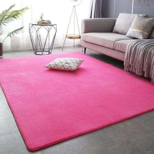 Tapis de Salon | Uni Moderne Tressé Poil Ras - Tapinna® Rose / Rectangulaire / 40x60cm (15x23 Pouces)
