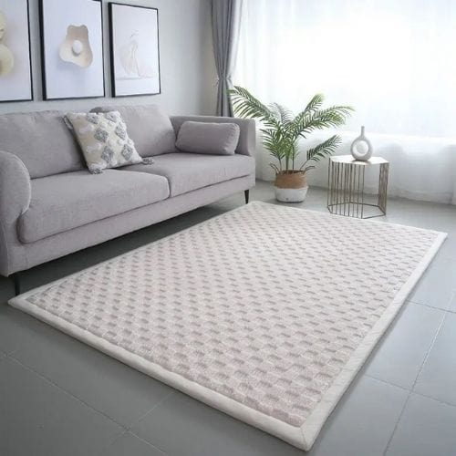 Tapis de Salon | Uni Moderne Vintage Poil Ras - Tapinna® Blanc / Rectangulaire / 40x60cm