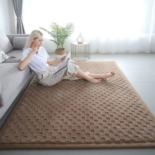 Tapis de Salon | Uni Moderne Vintage Poil Ras - Tapinna® Marron / Rectangulaire / 40x60cm