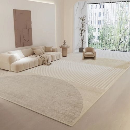 Tapis de Salon | Wabi-Sabi Rayé Minimaliste Luxueux - Tapinna® Beige / Rectangulaire / 60x90cm