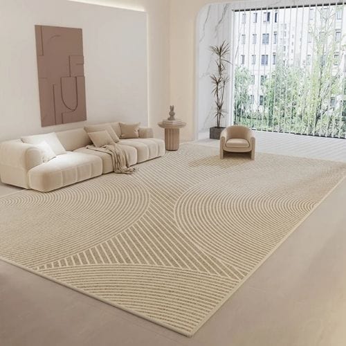 Tapis de Salon | Wabi-Sabi Rayé Minimaliste Luxueux - Tapinna® Beige / Rectangulaire / 60x90cm