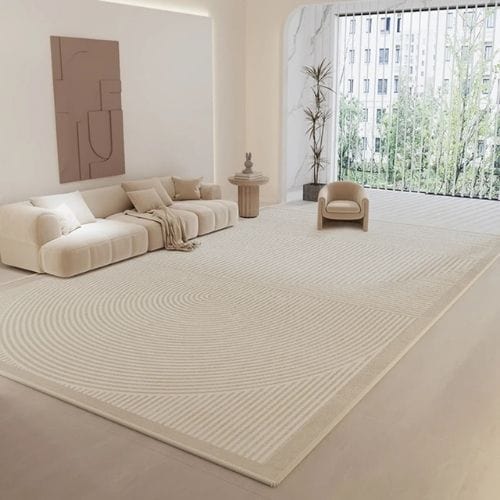 Tapis de Salon | Wabi-Sabi Rayé Minimaliste Luxueux - Tapinna® Beige / Rectangulaire / 60x90cm