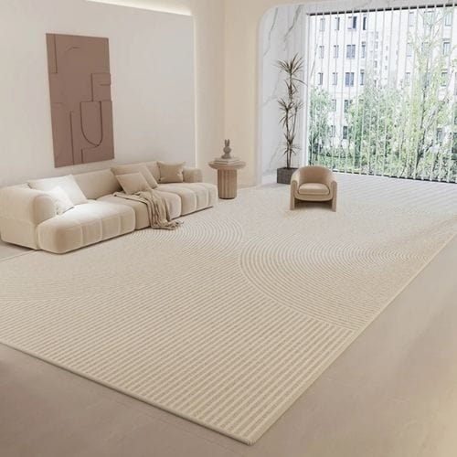 Tapis de Salon | Wabi-Sabi Rayé Minimaliste Luxueux - Tapinna® Beige / Rectangulaire / 60x90cm
