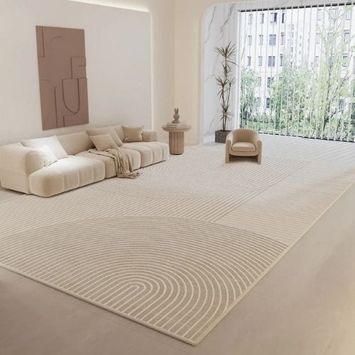 Tapis de Salon | Wabi-Sabi Rayé Minimaliste Luxueux - Tapinna® Beige / Rectangulaire / 60x90cm