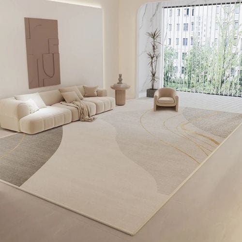 Tapis de Salon | Wabi-Sabi Rayé Minimaliste Luxueux - Tapinna® Doré Beige / Rectangulaire / 60x90cm
