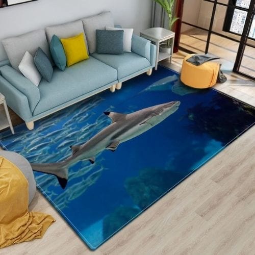 Tapis de Sol | 3D Moderne Enfant Imprimé Requin - Tapinna® Bleu / Rectangulaire / 40x60cm (Paillasson)