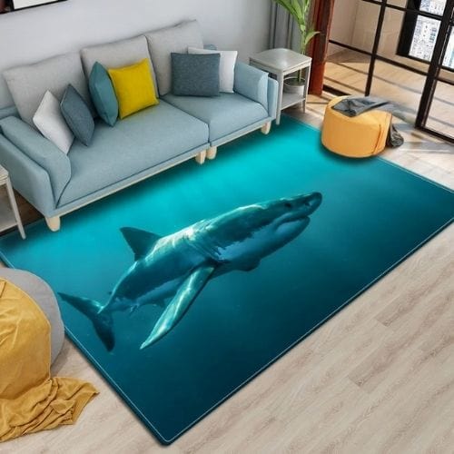 Tapis de Sol | 3D Moderne Enfant Imprimé Requin - Tapinna® Bleu / Rectangulaire / 40x60cm (Paillasson)