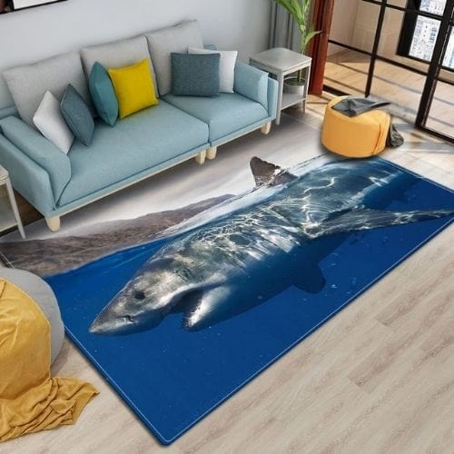 Tapis de Sol | 3D Moderne Enfant Imprimé Requin - Tapinna® Bleu / Rectangulaire / 40x60cm (Paillasson)