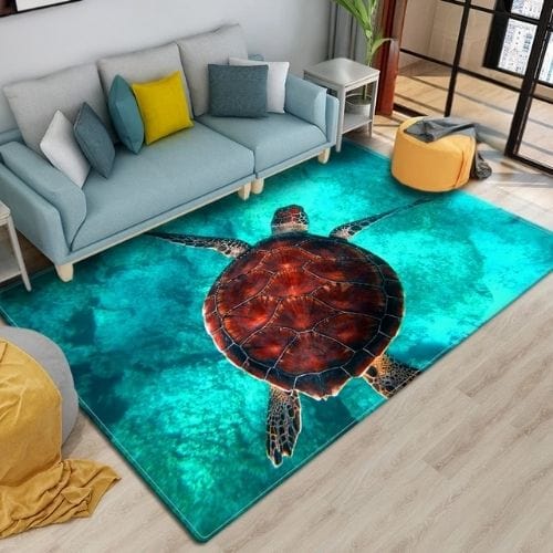 Tapis de Sol | 3D Moderne Enfant Imprimé Tortue - Tapinna® Turquoise / Rectangulaire / 40x60cm (Paillasson)