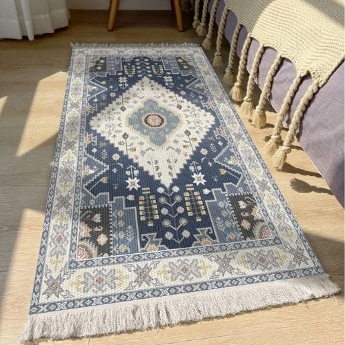 Tapis de Sol | Berbère Bohème - Tapinna® Bleu / Rectangulaire / 45x75cm