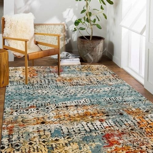 Tapis de Sol | Berbère Vintage Bohème - Tapinna® Coloré / Rectangulaire / 40x60cm (16x24 Pouces)