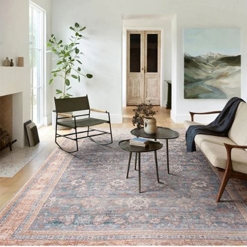 Tapis de Sol | Bohème Ethnique Persan - Tapinna® Bleu / Rectangulaire / 40x60cm