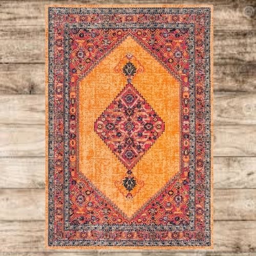 Tapis de Sol | Bohème Ethnique Persan - Tapinna® Orange / Rectangulaire / 40x60cm