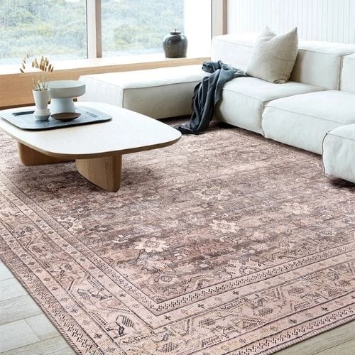 Tapis de Sol | Bohème Ethnique Persan - Tapinna® Rose / Rectangulaire / 40x60cm