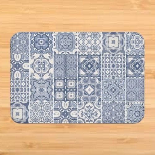 Tapis de Sol | Bohème Motif Fleur Mandala - Tapinna® Bleu / Rectangulaire / 40x60cm