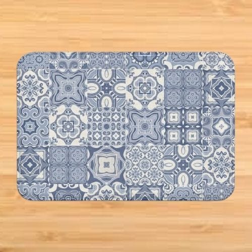 Tapis de Sol | Bohème Motif Fleur Mandala - Tapinna® Bleu / Rectangulaire / 40x60cm