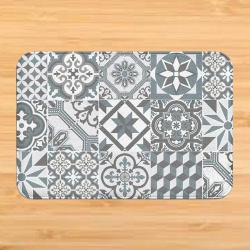 Tapis de Sol | Bohème Motif Fleur Mandala - Tapinna® Gris / Rectangulaire / 40x60cm