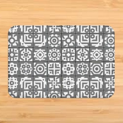 Tapis de Sol | Bohème Motif Fleur Mandala - Tapinna® Gris / Rectangulaire / 40x60cm
