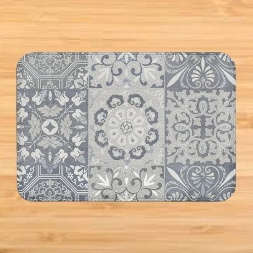 Tapis de Sol | Bohème Motif Fleur Mandala - Tapinna® Gris / Rectangulaire / 40x60cm