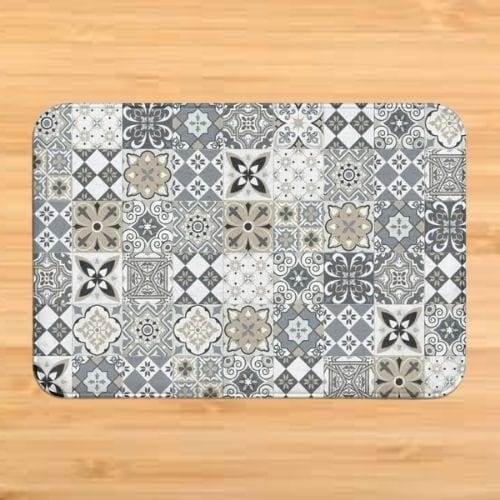 Tapis de Sol | Bohème Motif Fleur Mandala - Tapinna® Gris / Rectangulaire / 40x60cm