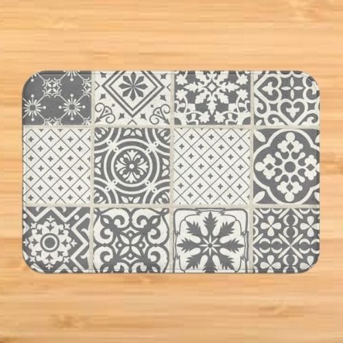 Tapis de Sol | Bohème Motif Fleur Mandala - Tapinna® Gris / Rectangulaire / 40x60cm