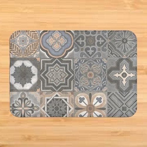 Tapis de Sol | Bohème Motif Fleur Mandala - Tapinna® Gris / Rectangulaire / 40x60cm
