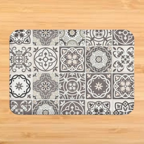 Tapis de Sol | Bohème Motif Fleur Mandala - Tapinna® Gris / Rectangulaire / 40x60cm