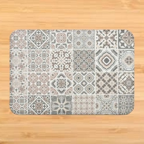 Tapis de Sol | Bohème Motif Fleur Mandala - Tapinna® Gris / Rectangulaire / 40x60cm
