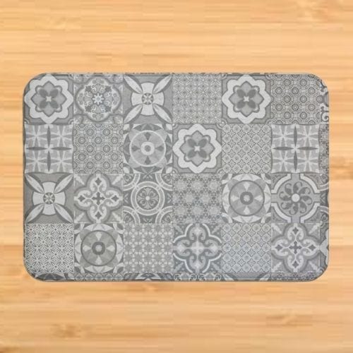Tapis de Sol | Bohème Motif Fleur Mandala - Tapinna® Gris / Rectangulaire / 40x60cm