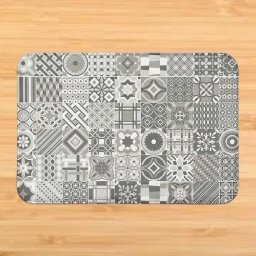 Tapis de Sol | Bohème Motif Fleur Mandala - Tapinna® Gris / Rectangulaire / 40x60cm