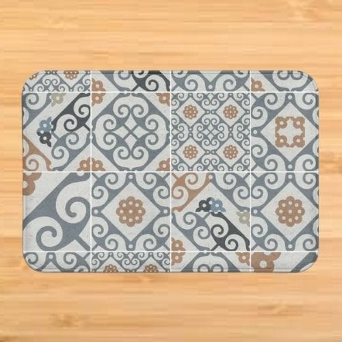 Tapis de Sol | Bohème Motif Fleur Mandala - Tapinna® Gris / Rectangulaire / 40x60cm
