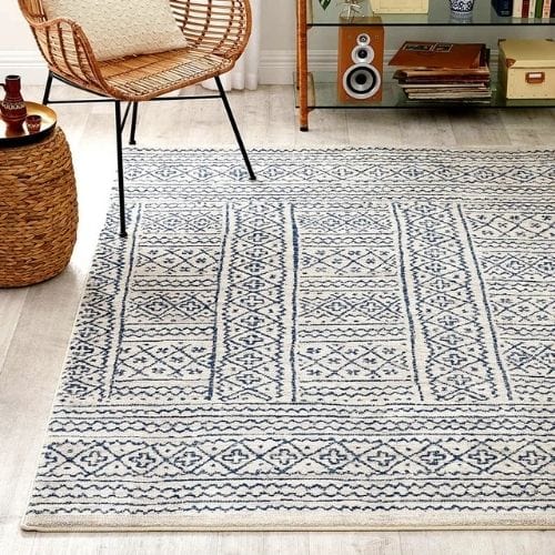 Tapis de Sol | Ethnique Bohème Oriental Style Marocain - Tapinna® Bleu / Rectangulaire / 80x120cm