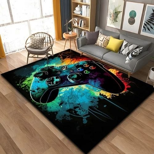 Tapis de Sol | Gamer 3D Moderne Manette Jeu - Tapinna® Coloré / Rectangulaire / 40x60cm (16x24 Pouces)