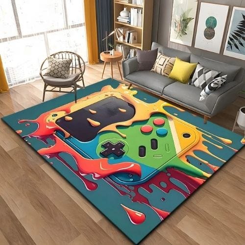 Tapis de Sol | Gamer 3D Moderne Manette Jeu - Tapinna® Coloré / Rectangulaire / 40x60cm (16x24 Pouces)