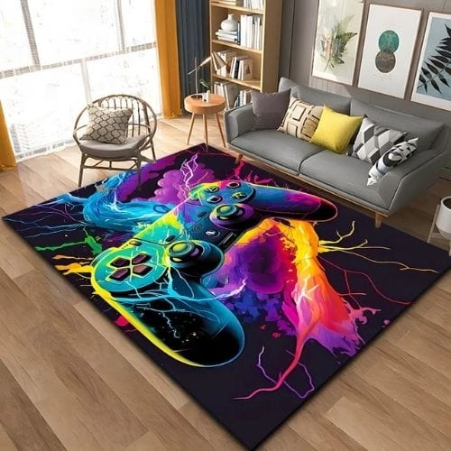 Tapis de Sol | Gamer 3D Moderne Manette Jeu - Tapinna® Coloré / Rectangulaire / 40x60cm (16x24 Pouces)