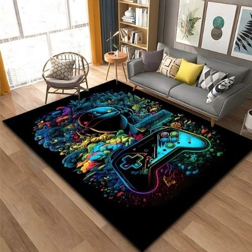 Tapis de Sol | Gamer 3D Moderne Manette Jeu - Tapinna® Coloré / Rectangulaire / 40x60cm (16x24 Pouces)