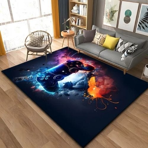 Tapis de Sol | Gamer 3D Moderne Manette Jeu - Tapinna® Coloré / Rectangulaire / 40x60cm (16x24 Pouces)