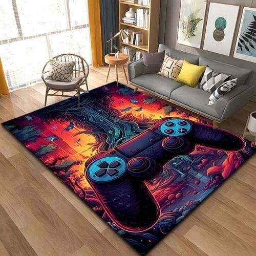 Tapis de Sol | Gamer 3D Moderne Manette Jeu - Tapinna® Coloré / Rectangulaire / 40x60cm (16x24 Pouces)