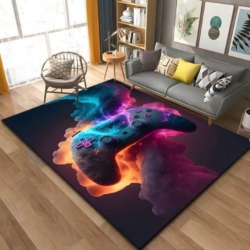Tapis de Sol | Gamer 3D Moderne Manette Jeu - Tapinna® Coloré / Rectangulaire / 40x60cm (16x24 Pouces)