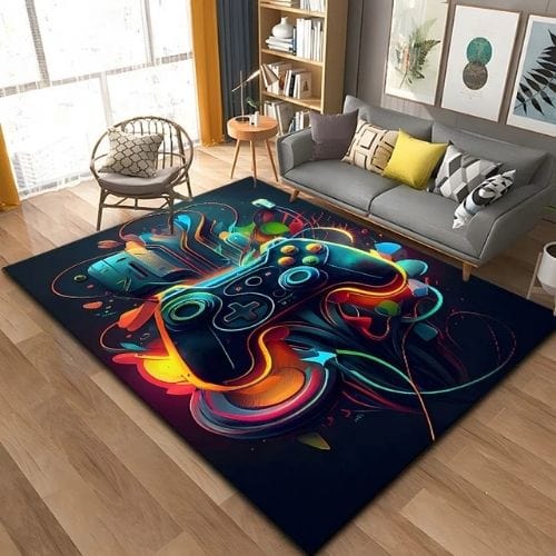 Tapis de Sol | Gamer 3D Moderne Manette Jeu - Tapinna® Coloré / Rectangulaire / 40x60cm (16x24 Pouces)