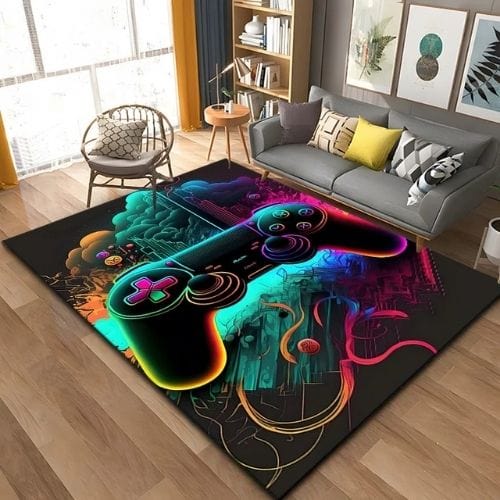 Tapis de Sol | Gamer 3D Moderne Manette Jeu - Tapinna® Coloré / Rectangulaire / 40x60cm (16x24 Pouces)