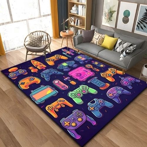 Tapis de Sol | Gamer 3D Moderne Manette Jeu - Tapinna® Coloré / Rectangulaire / 40x60cm (16x24 Pouces)