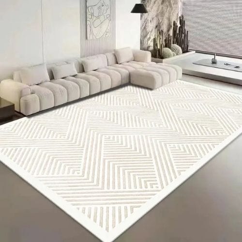Tapis de Sol | Kilim Moderne Luxe Minimaliste Poil Ras - Tapinna® Beige / Rectangulaire / 50x80cm (Petit Tapis)